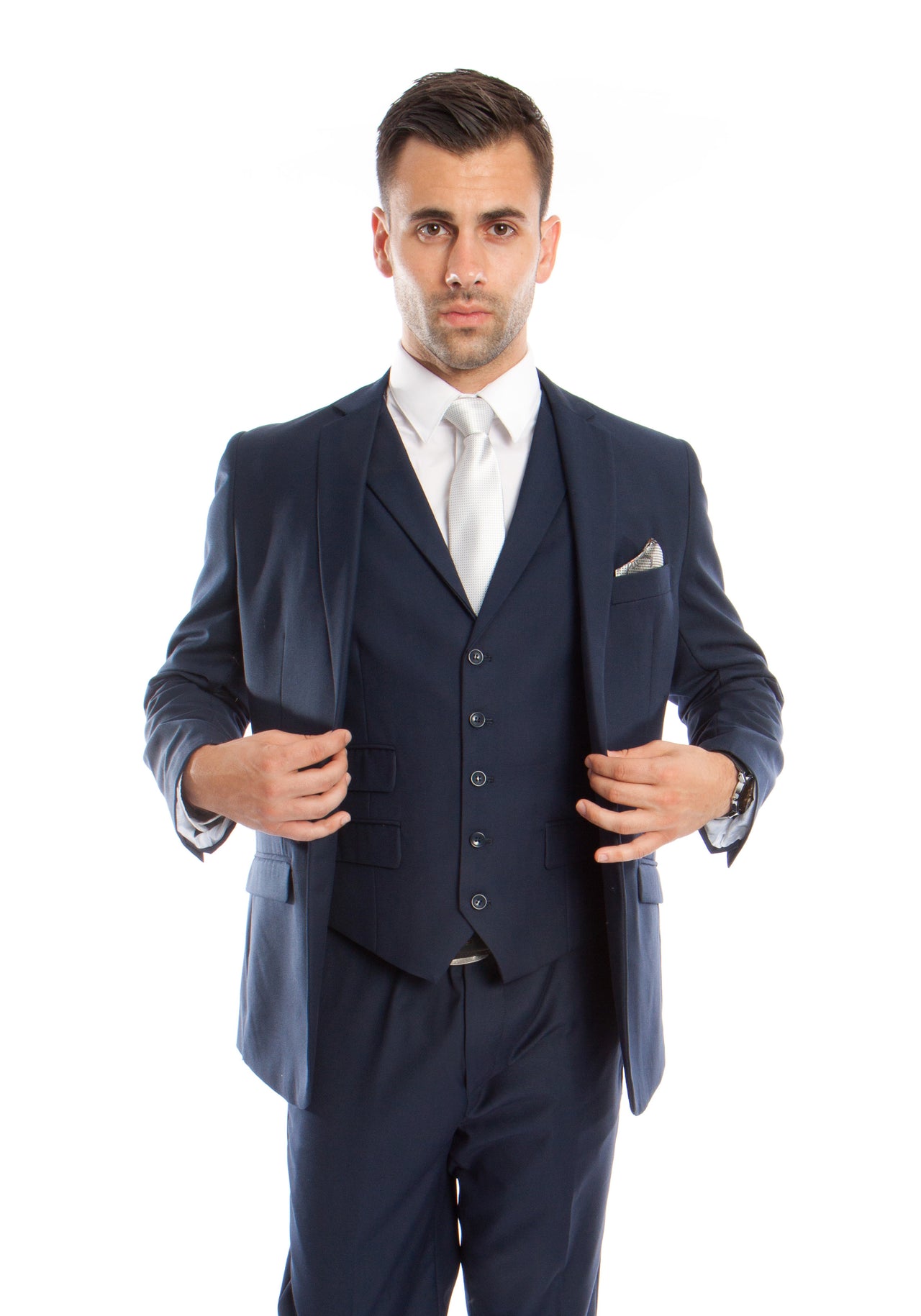 Navy Solid 3-PC Slim Fit Performence Stretch - Hattitude