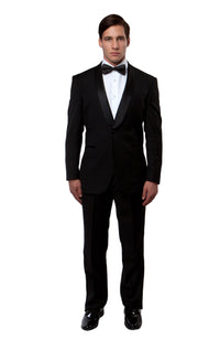 Thumbnail for Satin Peak Lapel Tuxedo Solid Slim Fit Prom Tuxedos For Men - Hattitude