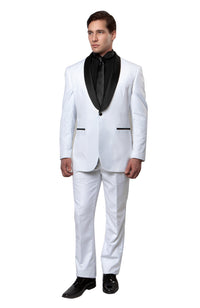Thumbnail for Satin Peak Lapel Tuxedo Solid Slim Fit Prom Tuxedos For Men - Hattitude