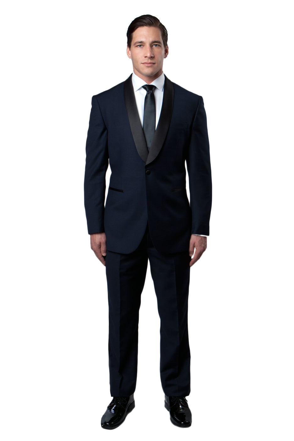 Satin Peak Lapel Tuxedo Solid Slim Fit Prom Tuxedos For Men - Hattitude