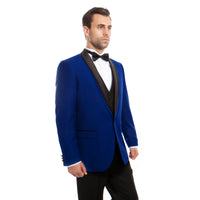 Thumbnail for Dark Purple / Black Satin Bryan Michaels Shawl Collar Tuxedo Solid Slim Fit Prom Tuxedo For Men MT252S-03 - Hattitude