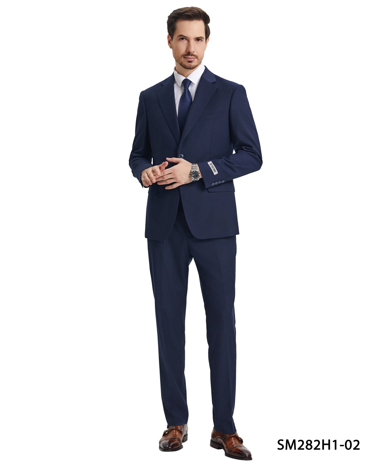 Stacy Adams 3 PC Navy Solid Mens Suit - Hattitude