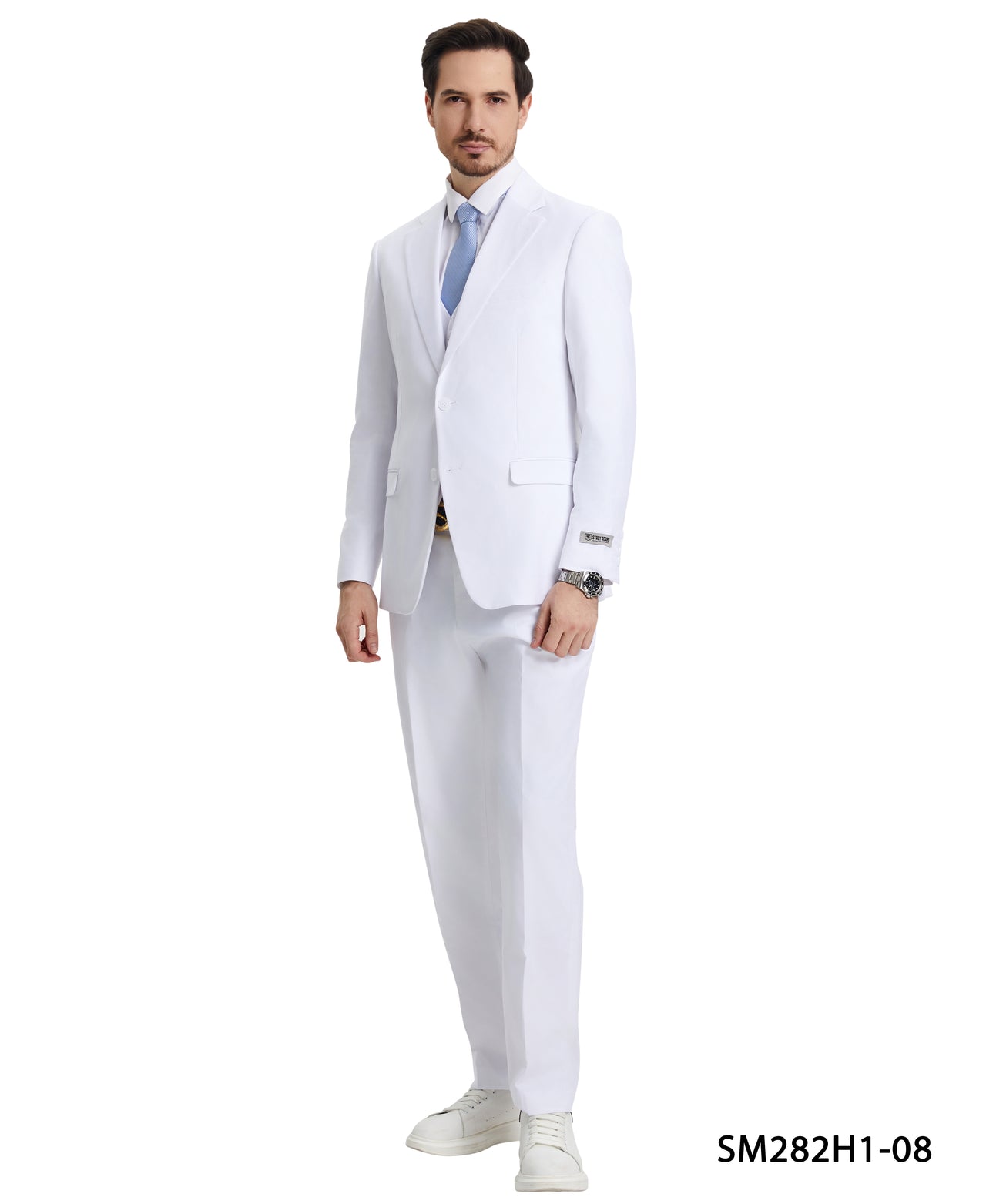 Stacy Adams 3 PC Snow White Solid Mens Suit - Hattitude