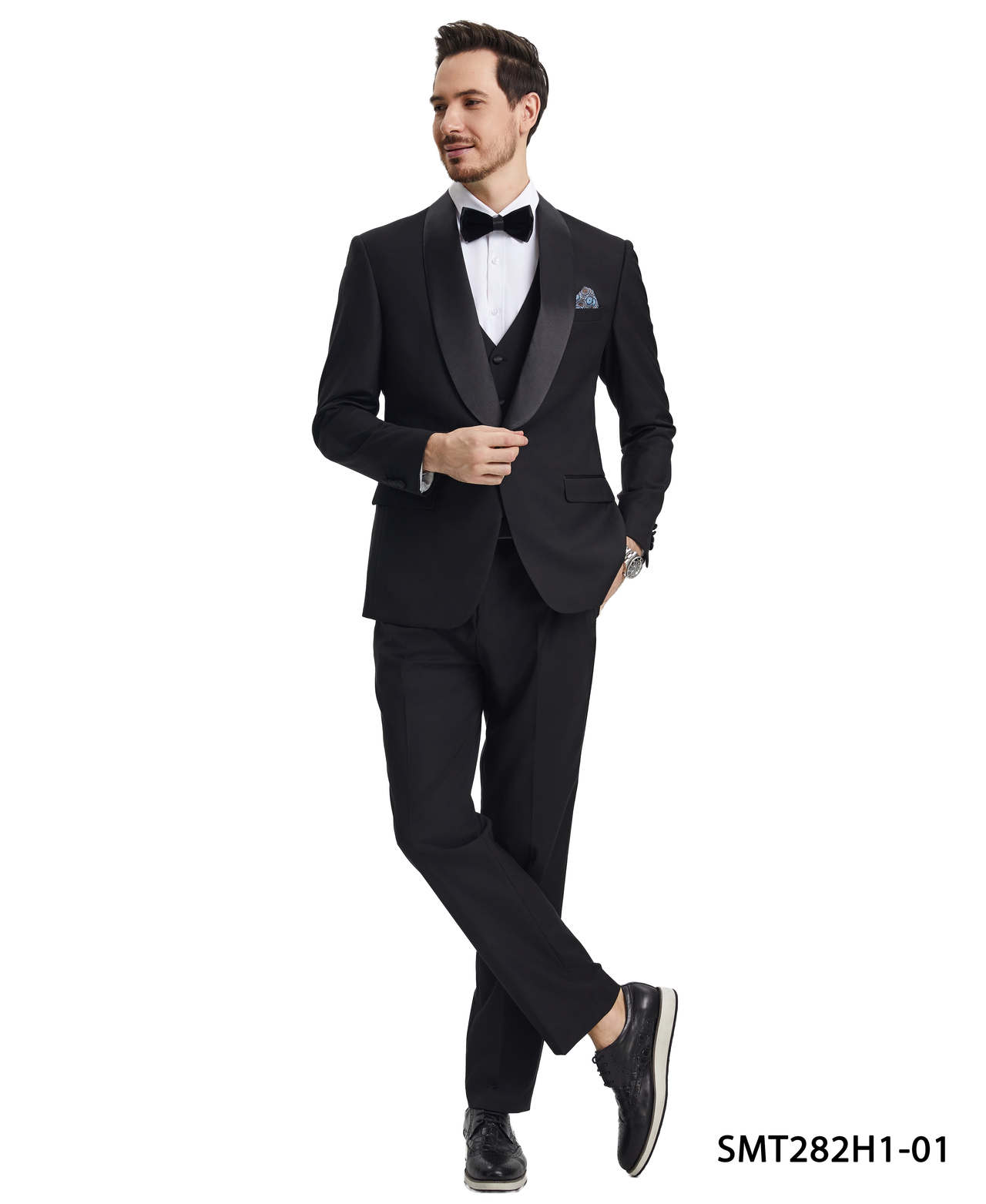 Stacy Adams 3 PC Black Solid Tuxedo Mens Suit - Hattitude