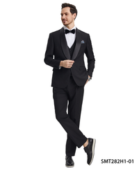 Thumbnail for Stacy Adams 3 PC Black Solid Tuxedo Mens Suit - Hattitude