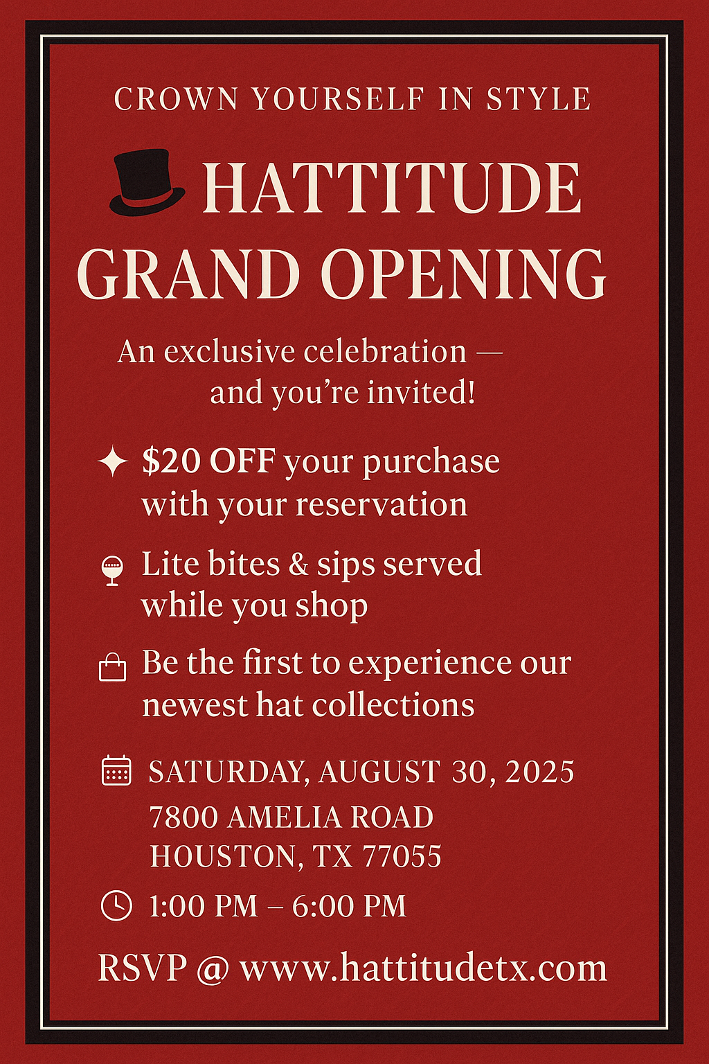 Hattitude Grand Opening Reservation