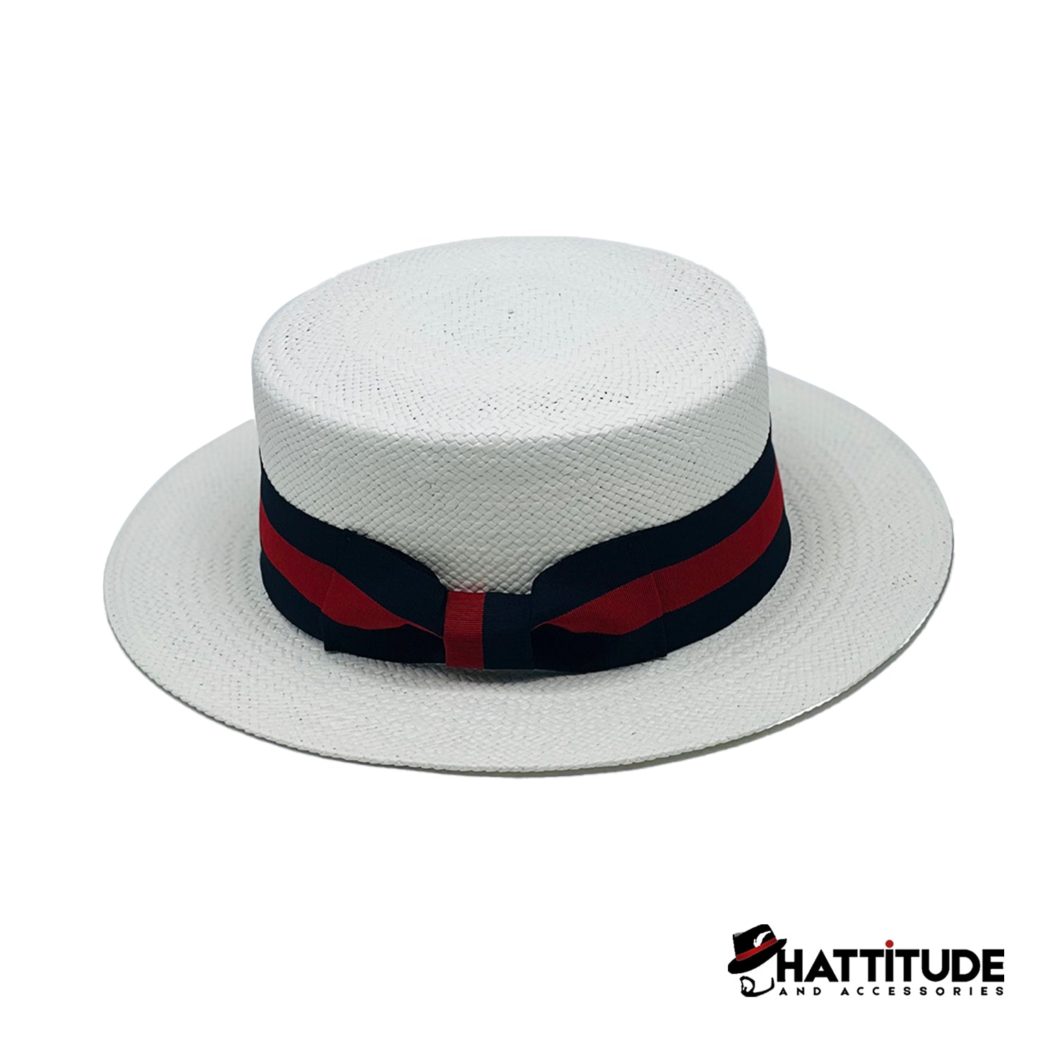 Boater Collection White (Blue-Red Band)
