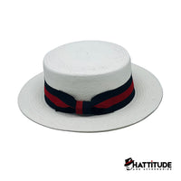 Thumbnail for Boater Collection White (Blue-Red Band) - Hattitude