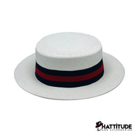 Thumbnail for Boater Collection White (Blue-Red Band) - Hattitude
