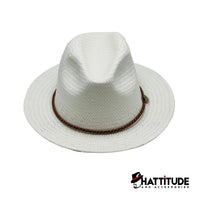 Thumbnail for Wynwood Straw  Fedora Sun Hat - White