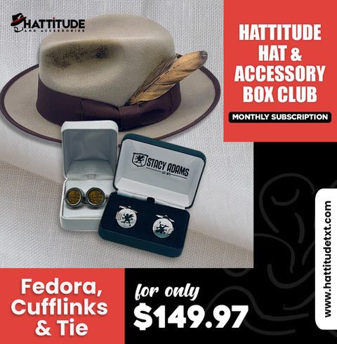 Hattitude Hat & Accessory Box Club – Fedora, Cufflinks & Tie Set