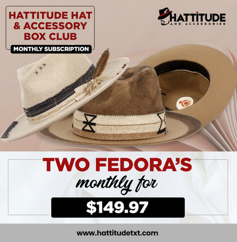 Hattitude Hat & Accessory Box Club – 2 Fedoras Monthly