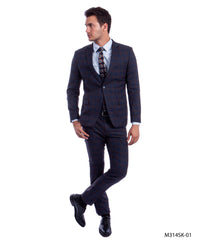 Thumbnail for Blue/Brown Suit For Men Formal Suits For All Ocassions - Hattitude