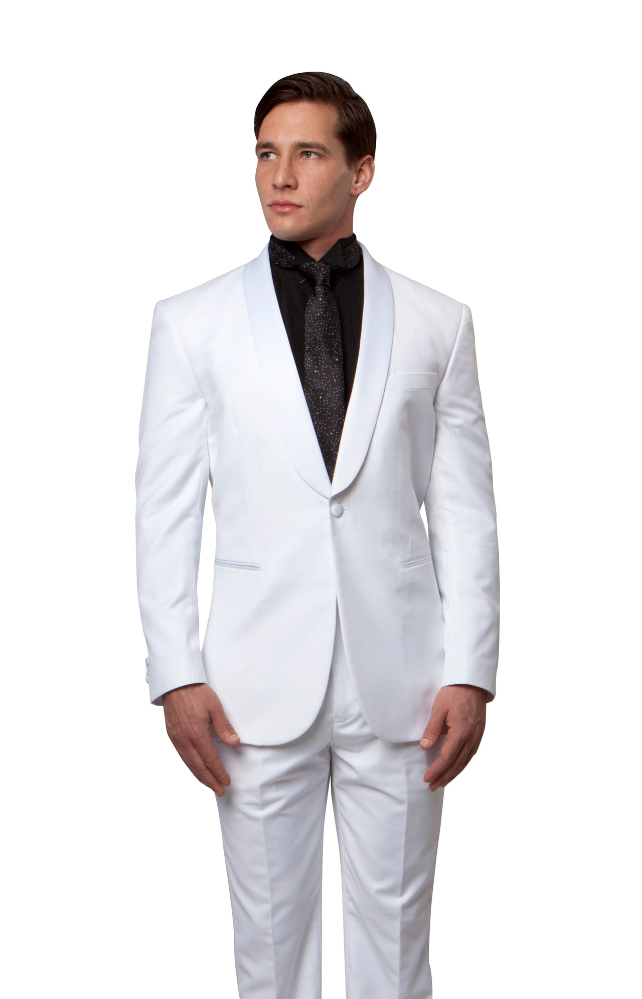 Satin Peak Lapel Tuxedo Solid Slim Fit Prom Tuxedos For Men - Hattitude