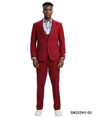 Thumbnail for Stacy Adams 3 PC Red Solid w U-Shape Vest Mens Suit - Hattitude
