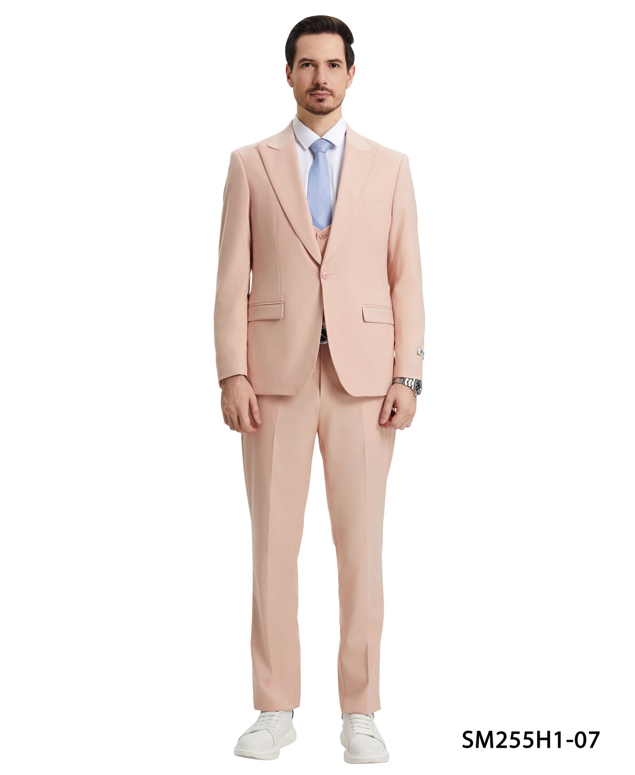 Stacy Adams 3 PC Blush Solid w U-Shape Vest Mens Suit - Hattitude
