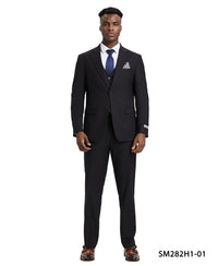 Thumbnail for Stacy Adams 3 PC Black Solid Mens Suit - Hattitude