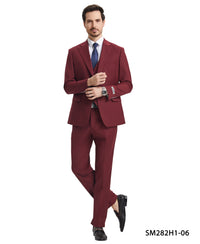 Thumbnail for Stacy Adams 3 PC Burgundy Solid Mens Suit - Hattitude