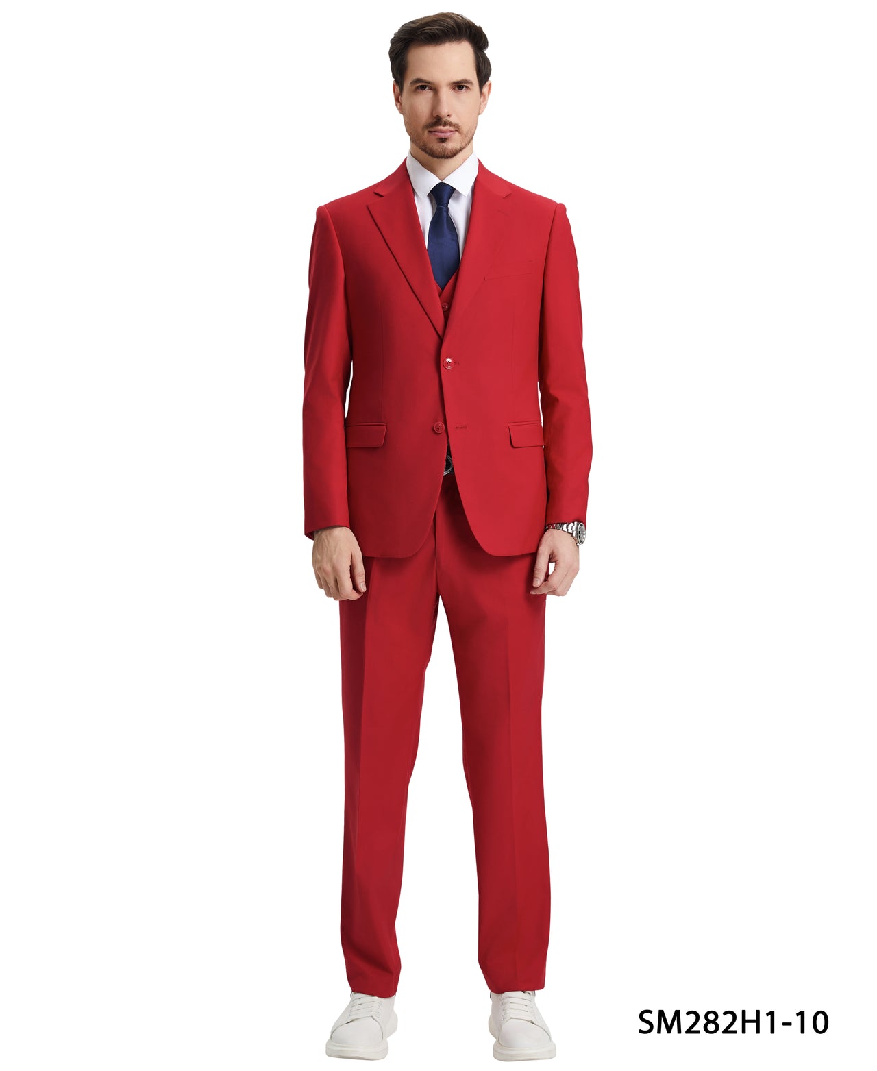 Stacy Adams 3 PC Red Solid Mens Suit - Hattitude