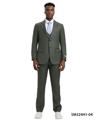 Thumbnail for Stacy Adams 3 PC Green Textured w Double Breasted Vest Mens Suit - Hattitude