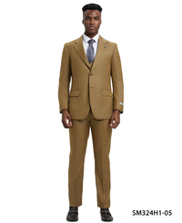 Thumbnail for Stacy Adams 3 PC Tan Textured w Double Breasted Vest Mens Suit - Hattitude