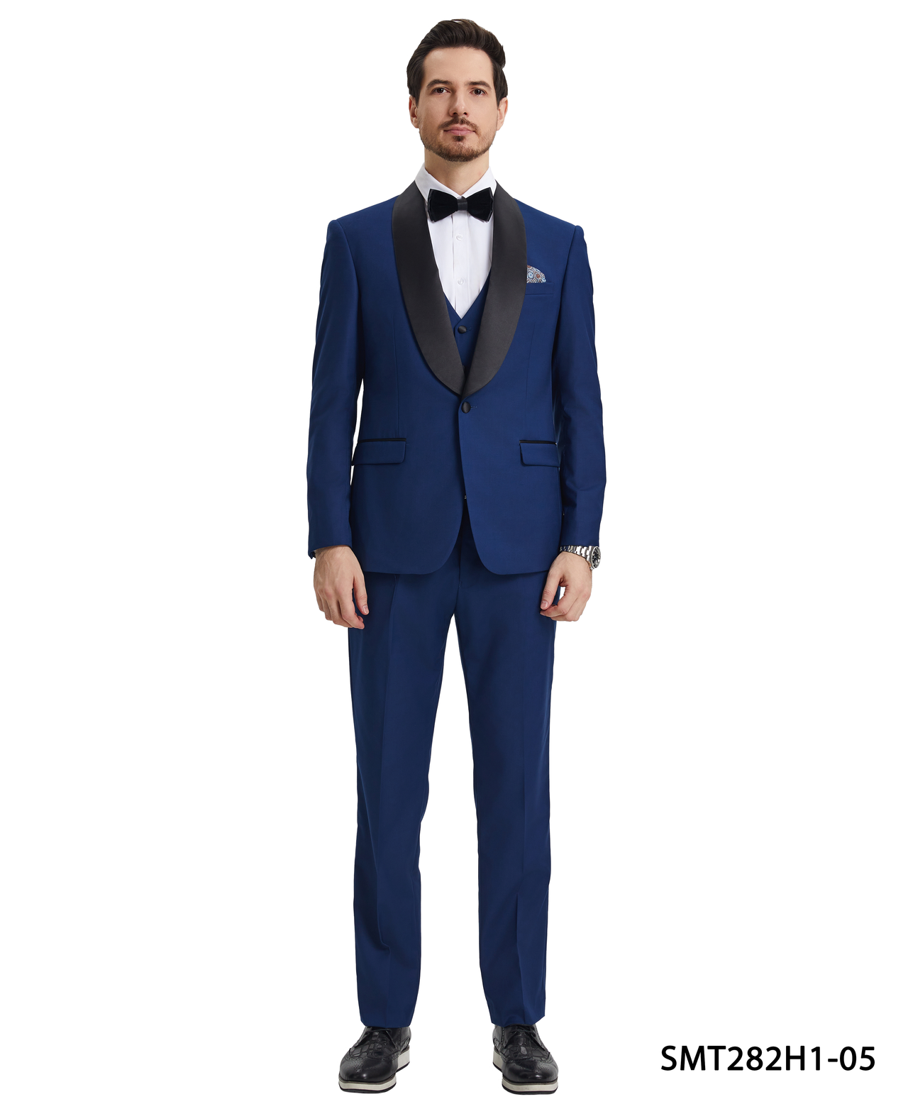 Stacy Adams 3 PC Blue Solid Tuxedo Mens Suit - Hattitude