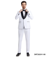 Thumbnail for Stacy Adams 3 PC Snow White Solid Tuxedo Mens Suit - Hattitude
