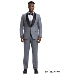 Thumbnail for Stacy Adams 3 PC Grey Solid Tuxedo Mens Suit - Hattitude