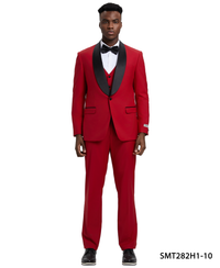 Thumbnail for Stacy Adams 3 PC Red Solid Tuxedo Mens Suit - Hattitude