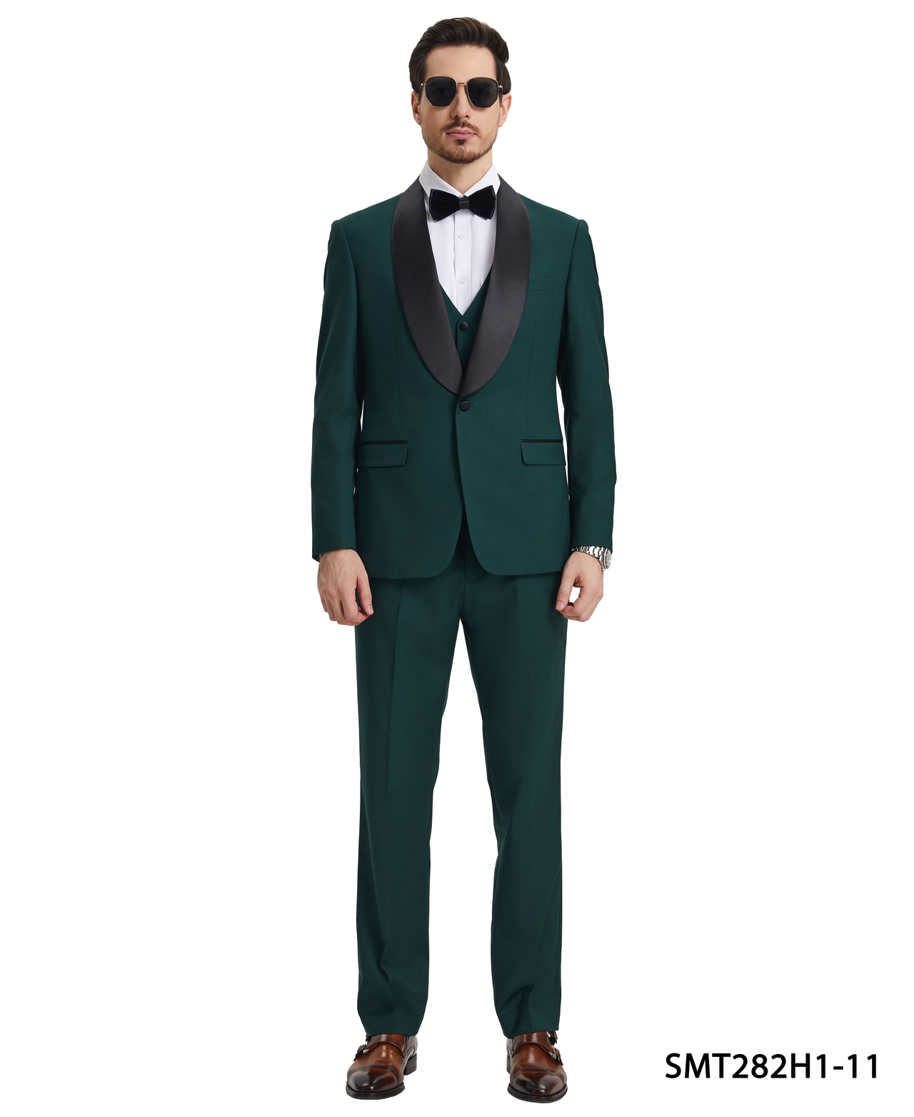 Stacy Adams 3 PC Dark Green Solid Tuxedo Mens Suit - Hattitude